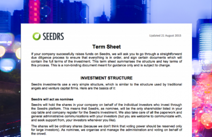 Equity crowdfunding term sheet